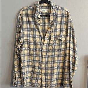 Men's Blue and Yellow flannel Plaid Shirt